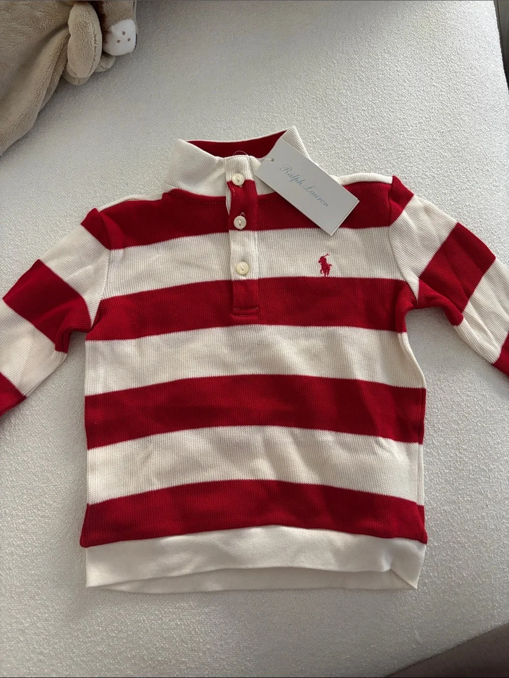 Ralph Lauren Kids Red & White Striped Rugby Polo